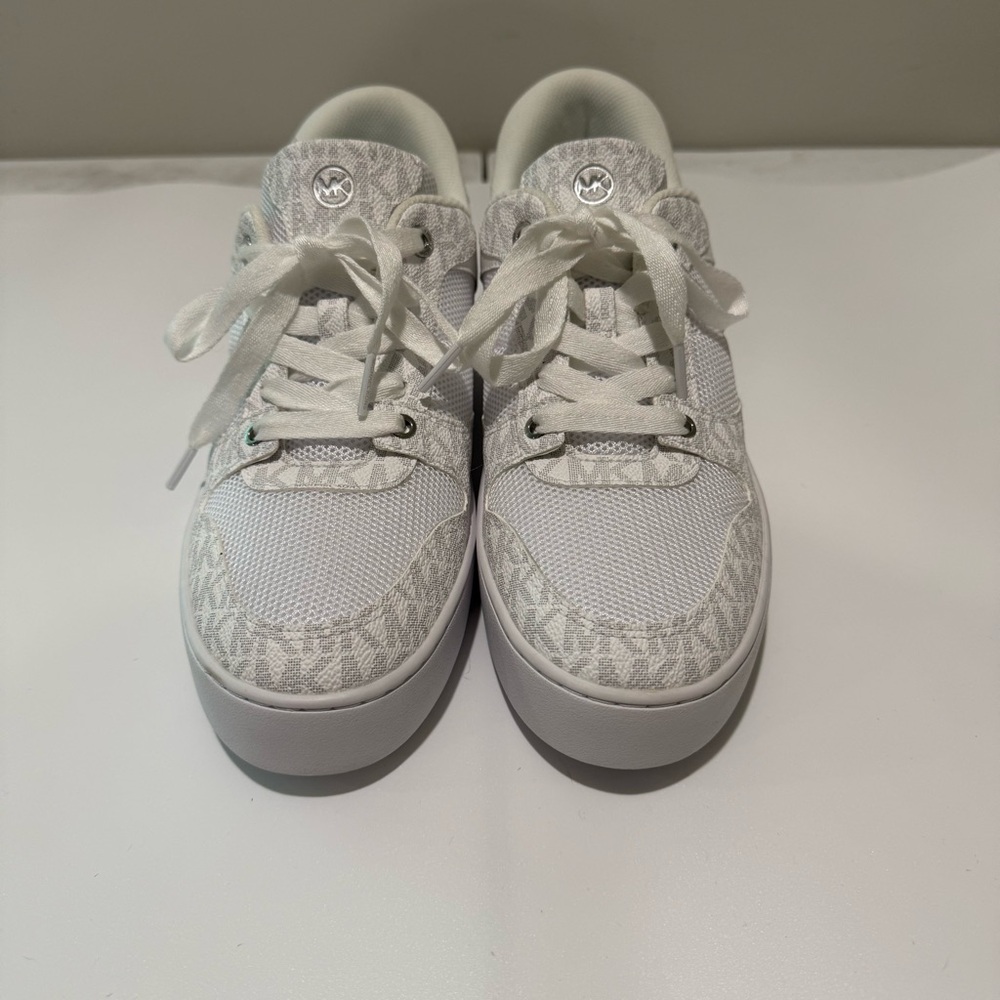 Michael Kors White and Gray Sneakers with Textured Design